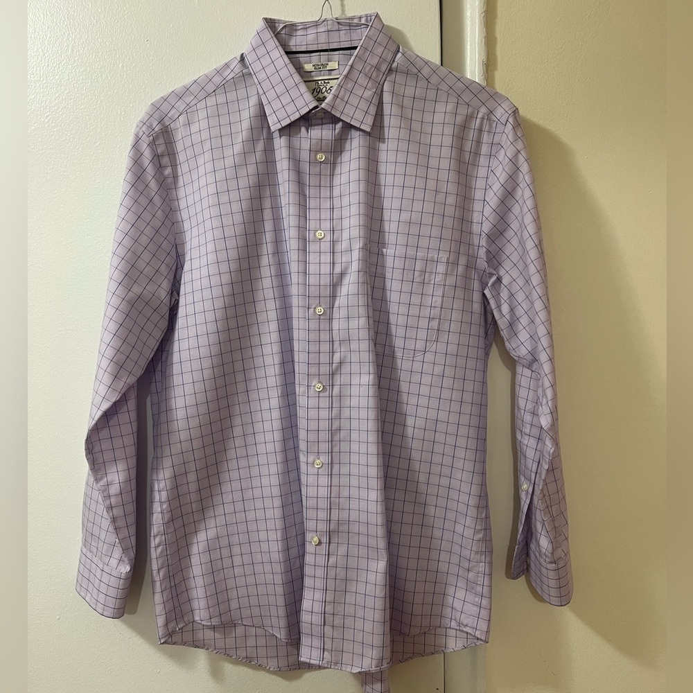 Jos. A. Bank Purple Checkered Dress Shirt